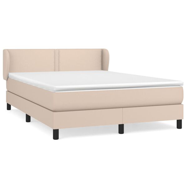 vidaXL Sommier &agrave; lattes de lit avec matelas Cappuccino 140x190 cm