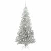 vidaXL Sapin de No&euml;l avec 300 LED avec support Argent 210 cm PET