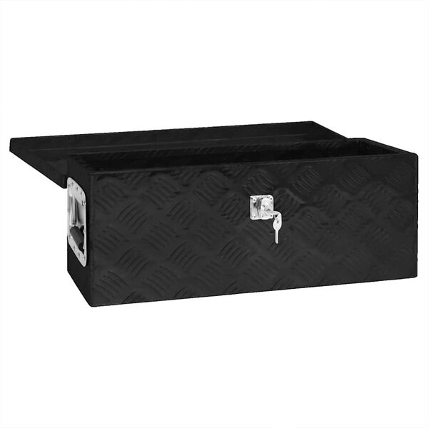 vidaXL Boîte de rangement Noir 60x23,5x23 cm Aluminium