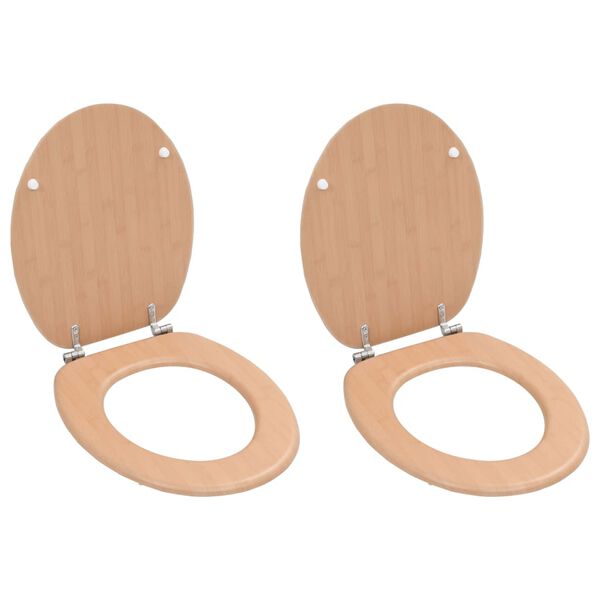 vidaXL Sièges WC lot de 2 avec couvercles MDF Design de bambou