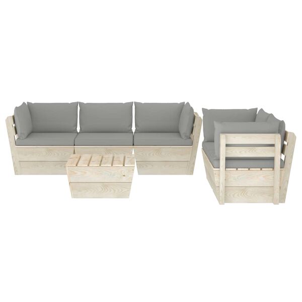 vidaXL Salon de jardin palette 6 pcs avec coussins bois d'&eacute;pic&eacute;a