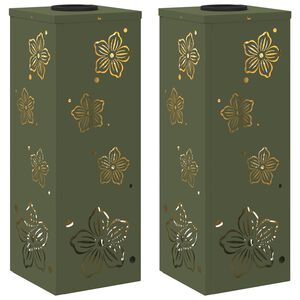 vidaXL Lumi&egrave;re de chemin LED solaire 2 pcs Vert olive