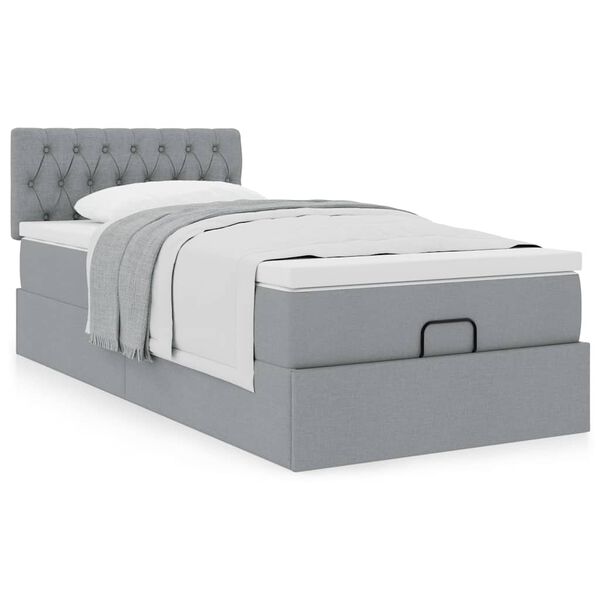 vidaXL Cadre de lit ottoman avec matelas gris clair 80x200 cm tissu