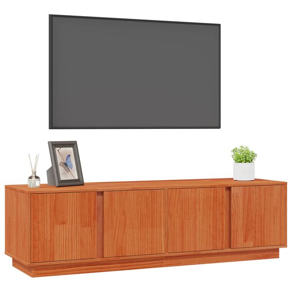 vidaXL Meuble TV Brun Cir&eacute; 140 x 40 x 40 cm Pin massif