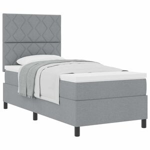 vidaXL Lit &agrave; ressorts avec matelas Gris clair 100 x 200 cm tissu