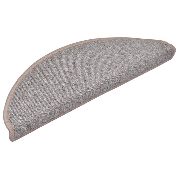 vidaXL Tapis d'escalier 10 pièces 65 x 24 x 4 cm Marron clair Demi-rond Grand