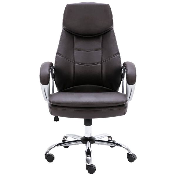 vidaXL Chaise de bureau Marron Cuir v&eacute;ritable