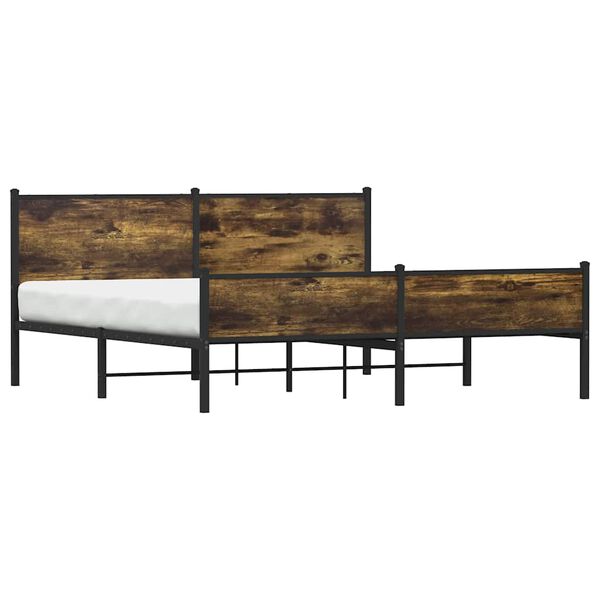 vidaXL Cadre de lit en métal sans matelas chêne fumé 183x213 cm