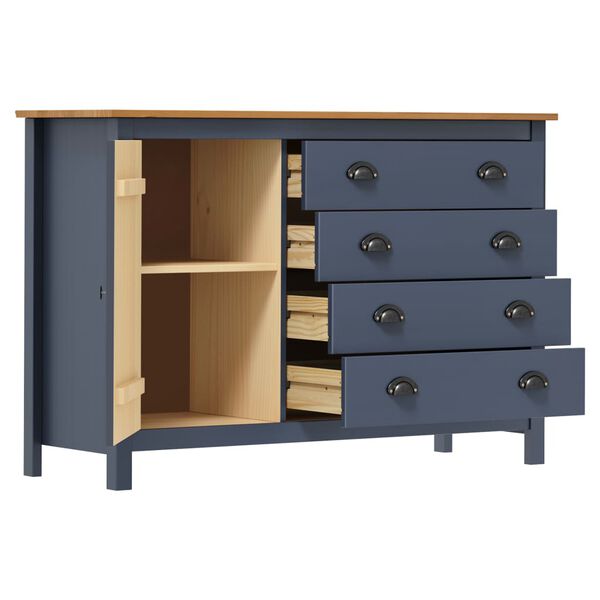 vidaXL Buffet Hill Gris 120x40x80 cm Bois de pin solide