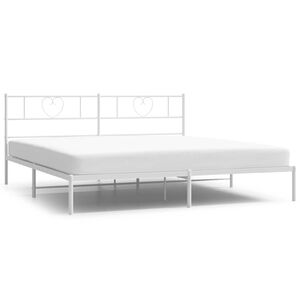 vidaXL Cadre de lit m&eacute;tal sans matelas et t&ecirc;te de lit blanc 193x203 cm
