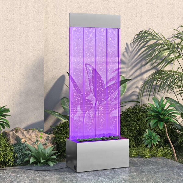 vidaXL Colonne &agrave; bulles avec LED RVB Inox et acrylique 110 cm