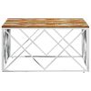 vidaXL Table basse argent&eacute; acier inoxydable/bois massif r&eacute;cup&eacute;ration
