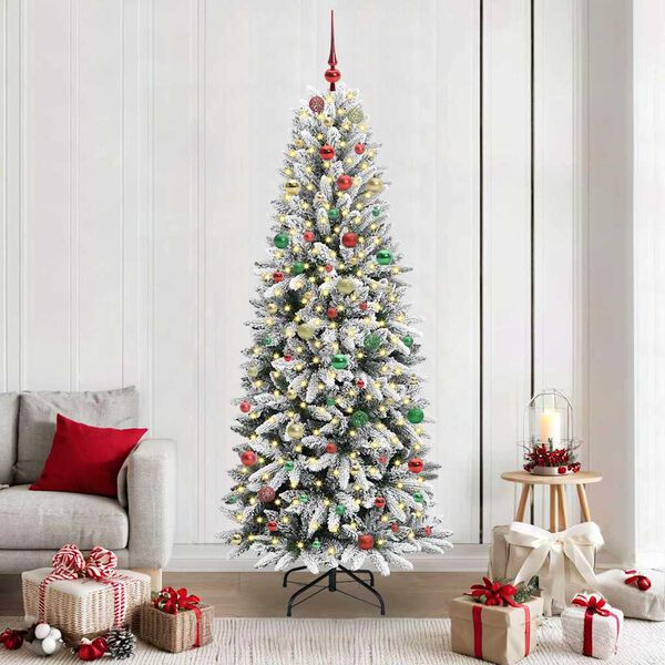 vidaXL Sapin de Noël artificiel avec 300 LED Blanc 78 x 78 x 210 cm