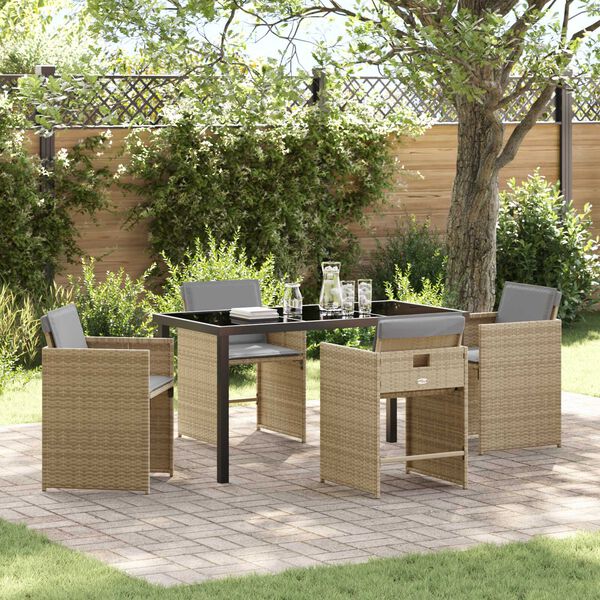 vidaXL Ensemble de salle &agrave; manger pour jardin 5 pcs Beige polyrotin