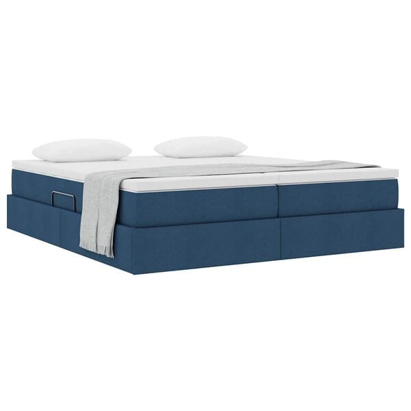 vidaXL Lit avec rangement et matelas Bleu 180 x 200 cm Polyester