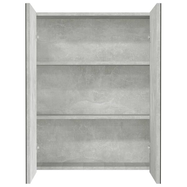 vidaXL Armoire &agrave; miroir de salle de bain 60x15x75 cm MDF Gris b&eacute;ton