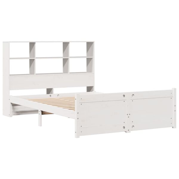 vidaXL Lit biblioth&egrave;que sans matelas blanc 140x190 cm bois pin massif