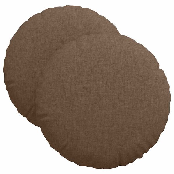 vidaXL Coussins de si&egrave;ge 2 pcs Marron &Oslash;40 x 13 cm tissu