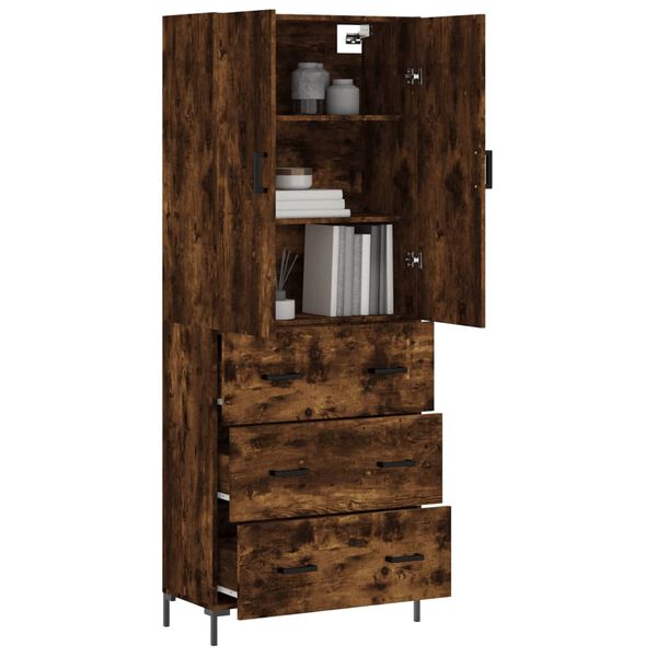 vidaXL Buffet haut Ch&ecirc;ne fum&eacute; 69,5x34x180 cm Bois d'ing&eacute;nierie