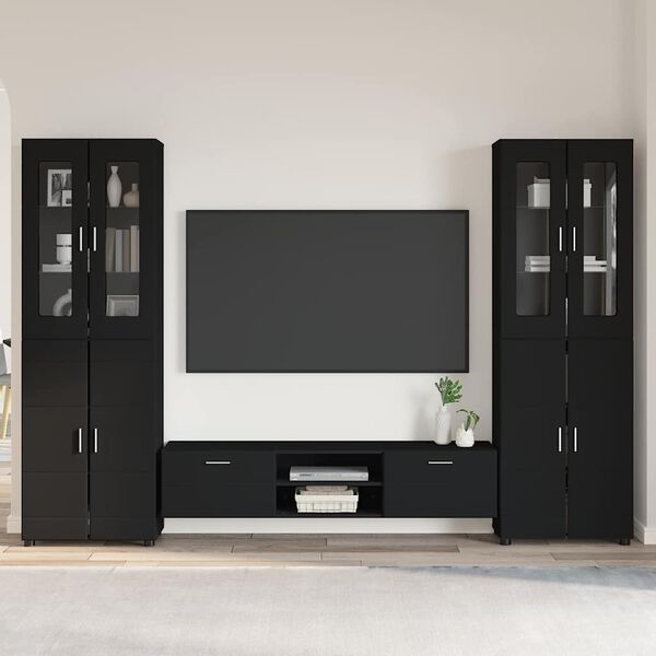 vidaXL Ensemble meuble TV avec tiroir FLORIN Noir Bois d'ing&eacute;nierie