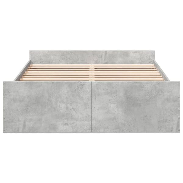 vidaXL Cadre de lit avec tiroirs sans matelas gris b&eacute;ton 120x200 cm