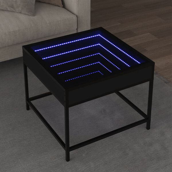vidaXL Table basse avec LED Infinity noir 50x50x41 cm