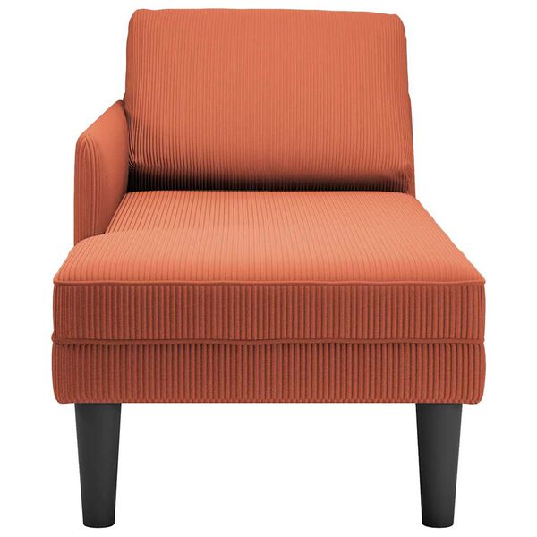 vidaXL Chaise longue avec coussin rouge orange tissu en velours c&ocirc;tel&eacute;