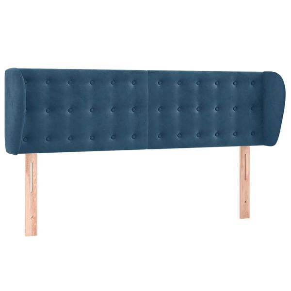 vidaXL T&ecirc;te de lit avec oreilles Bleu fonc&eacute; 147x23x78/88 cm Velours