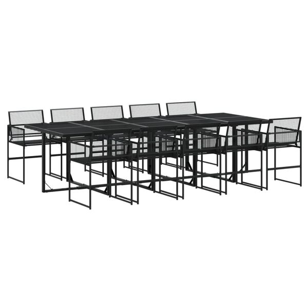 vidaXL Ensemble à manger de jardin 11 pcs noir résine tressée