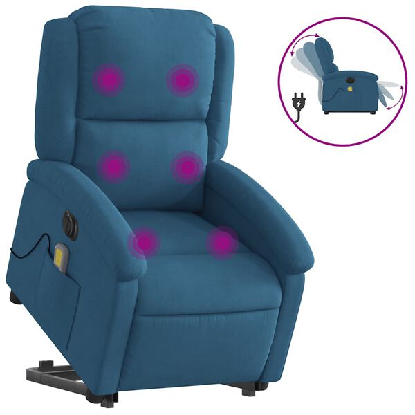 vidaXL Fauteuil inclinable de massage &eacute;lectrique bleu velours