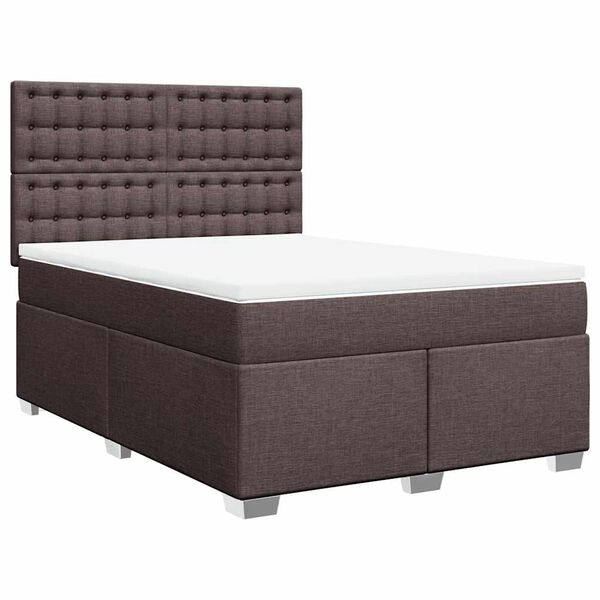 vidaXL Sommier &agrave; lattes de lit avec matelas Marron fonc&eacute; 140x190 cm