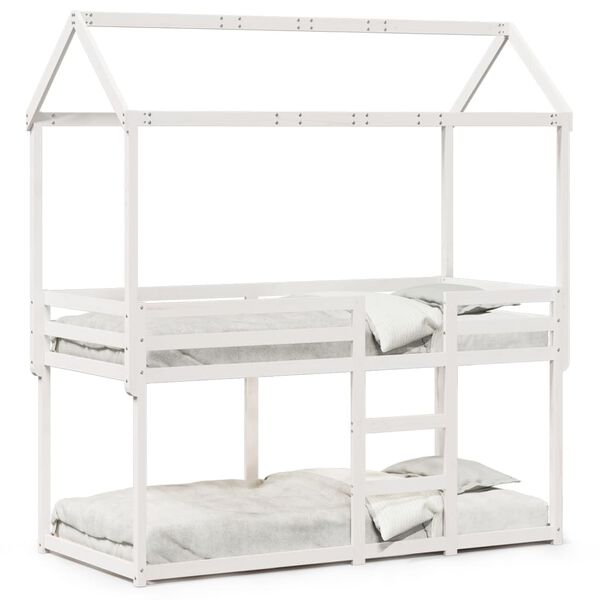 vidaXL Lit superposé sans matelas blanc 90x200 cm bois de pin massif