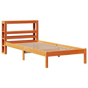 vidaXL Cadre de lit et t&ecirc;te de lit sans matelas cire marron 100x200 cm