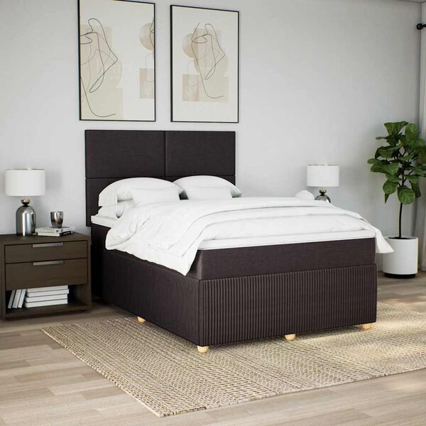 vidaXL Sommier &agrave; lattes de lit avec matelas Marron fonc&eacute; 140x190 cm