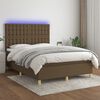 vidaXL Sommier &agrave; lattes de lit matelas et LED Marron fonc&eacute; 140x200 cm