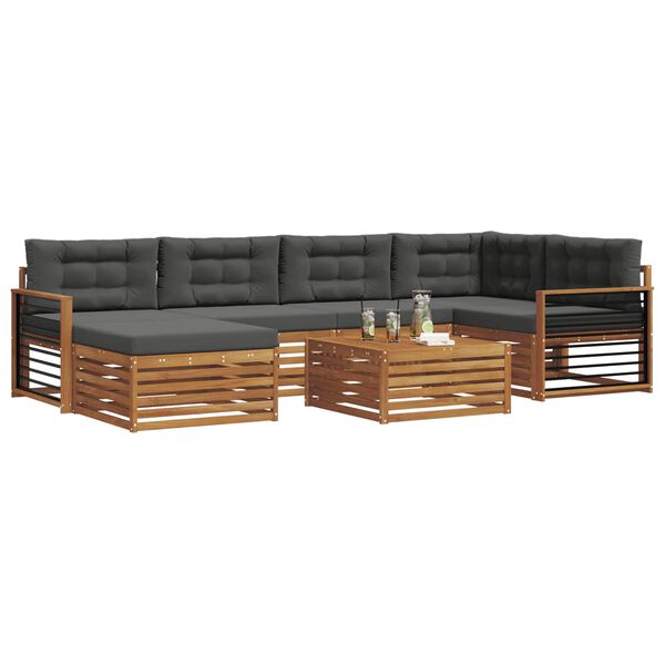 vidaXL Ensemble de canap&eacute;s d'ext&eacute;rieur 7 pcs Naturel et Anthracite