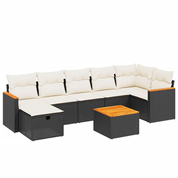 vidaXL Salon de jardin 8 pcs avec coussins noir r&eacute;sine tress&eacute;e