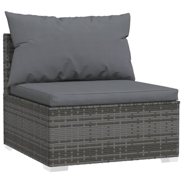 vidaXL Salon de jardin 9 pcs avec coussins R&eacute;sine tress&eacute;e Gris