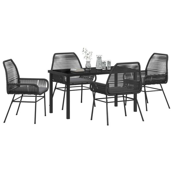 vidaXL Ensemble de salle &agrave; manger pour jardin 5 pcs Noir polyrotin