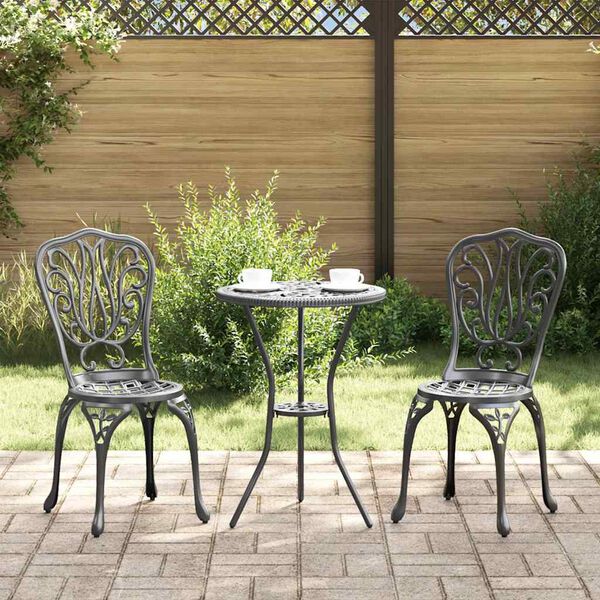 vidaXL Ensemble bistro de jardin 3 pcs Noir Aluminium