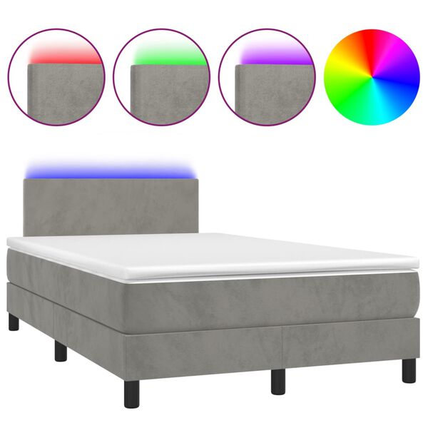vidaXL Sommier &agrave; lattes de lit avec matelas LED Gris clair 120x200 cm