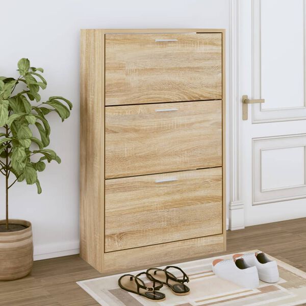 vidaXL Armoire &agrave; chaussures Ch&ecirc;ne sonoma 63x24x103cm Bois d'ing&eacute;nierie