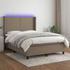 vidaXL Sommier &agrave; lattes de lit matelas et LED Taupe 140x200 cm Tissu