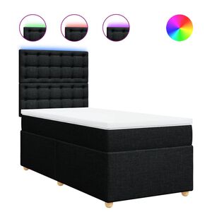vidaXL Sommier &agrave; lattes de lit et matelas Noir 80x200 cm Tissu