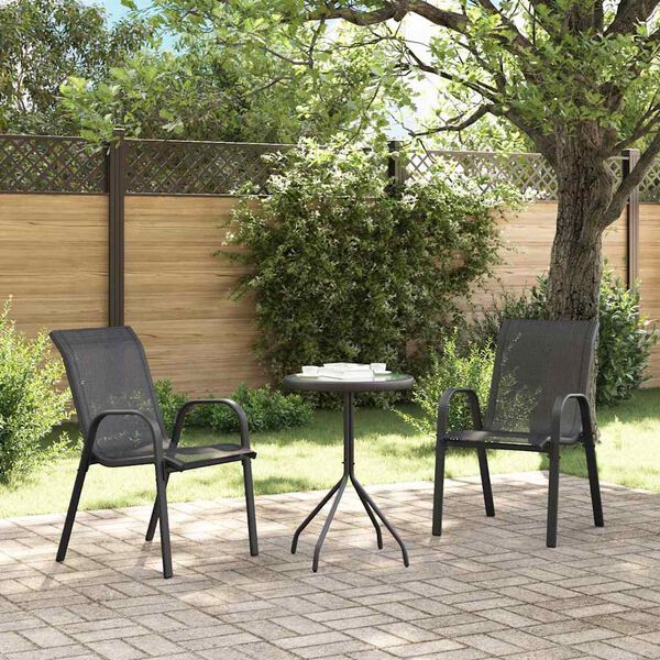 vidaXL Chaises empilables de jardin lot de 2 Noir Tissu textil&egrave;ne