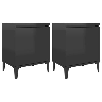 vidaXL Tables de chevet avec pieds en métal noir brillant 40x30x50 cm