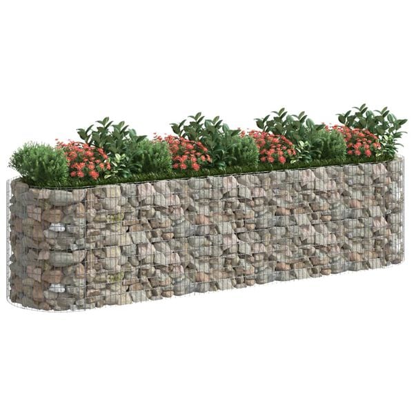 vidaXL Lit sur&eacute;lev&eacute; &agrave; gabion Fer galvanis&eacute; 400x100x100 cm