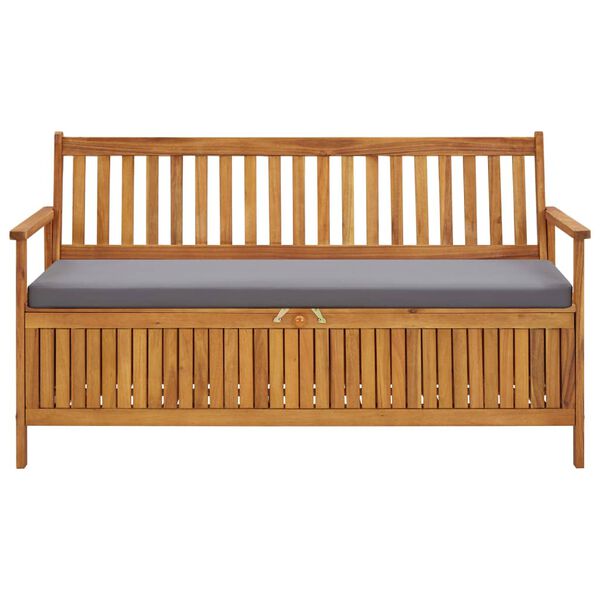 vidaXL Banc de rangement de jardin avec coussin 148 cm Bois d'acacia