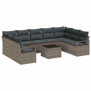 vidaXL Ensemble de canap&eacute; de jardin 10 pc Gris clair polyrotin