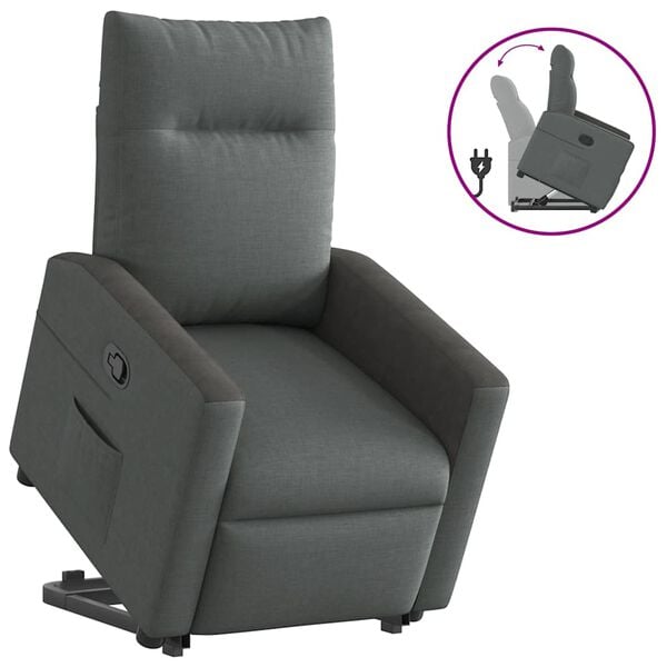 vidaXL Fauteuil inclinable Gris fonc&eacute; Tissu